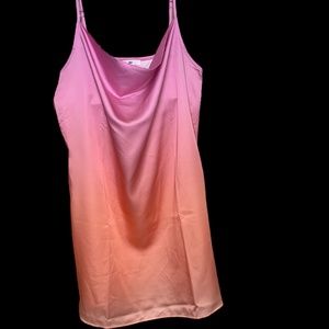 BP Cowl Neck Satin Minidress Pink Mystic Ombré NWOT, Large